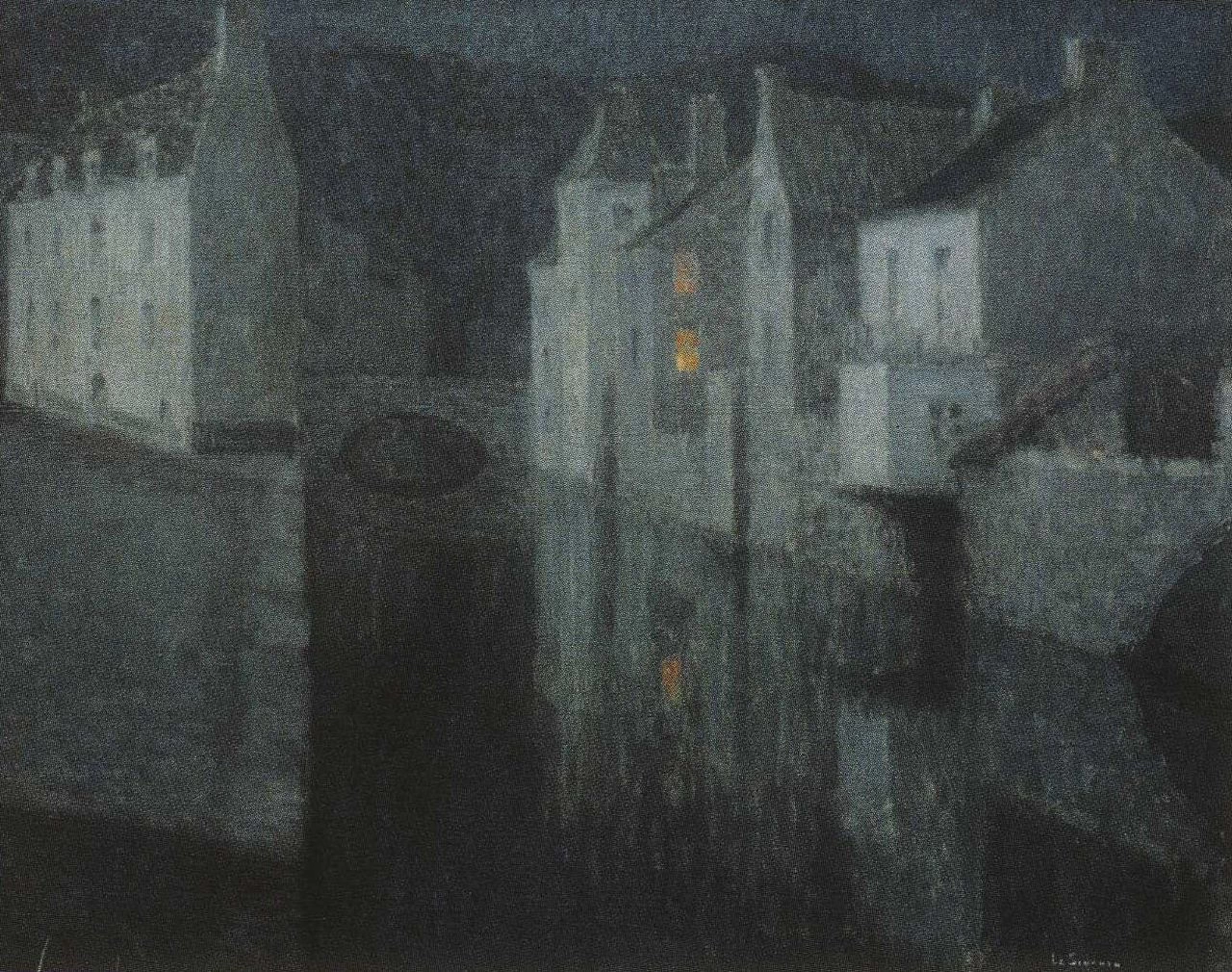 Henri Le Sidaner - Fiume al chiaro di luna, Quimperle